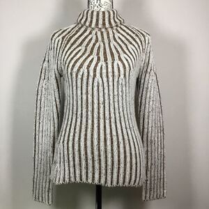Australian Line chunky knit ribbed roll neck sweater cream brown winter sz 2